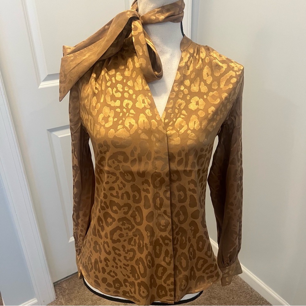 Elegant Leopard Print Satin Blouse